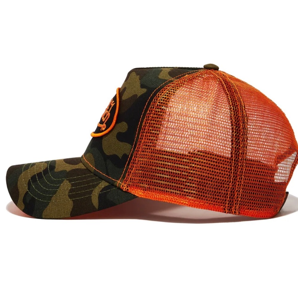 NWT Von Dutch Hat Green Camo orange Embroidered Trucker Mesh Snapback Cap - Picture 2 of 6